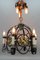 Art Deco Wrought Iron and Brass Chandelier with Animals, 1920s, Image 4