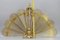 Antiker Französischer Klappbarer Pfauen Fan Kaminschirm aus Messing & Bronze, 1920er 20