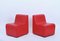 Mid-Century Modular Armchairs and Pouf in Red Leatherette, Italy, 1980s, Set of 3 7