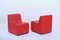 Mid-Century Modular Armchairs and Pouf in Red Leatherette, Italy, 1980s, Set of 3 12