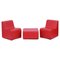 Mid-Century Modular Armchairs and Pouf in Red Leatherette, Italy, 1980s, Set of 3 1