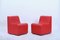 Modulare Mid-Century Sessel & Pouf aus Rotem Kunstleder, Italien, 1980er, 3er Set 9