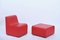 Mid-Century Modular Armchairs and Pouf in Red Leatherette, Italy, 1980s, Set of 3, Image 15