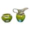 Art Nouveau Cream Jug & Sugar Bowl with Details of Irradiated Glass from Loetz, 1905, Set of 2 1