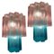 Italian Pink-Blue Chandeliers by Valentina Planta, Murano, Set of 2 1