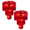 Lámparas de araña italianas rojas de Valentina Planta, Murano. Juego de 2, Imagen 1