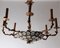 Hollywood Regency French Golden Chandelier with Flowers Iridescent, 1950s 3