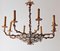 Hollywood Regency French Golden Chandelier with Flowers Iridescent, 1950s, Image 1