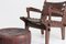 Leather and Wood Armchair and Ottoman by Angel I. Pazmino, 1960s, Set of 2, Image 4