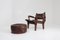 Leather and Wood Armchair and Ottoman by Angel I. Pazmino, 1960s, Set of 2 6