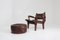 Leather and Wood Armchair and Ottoman by Angel I. Pazmino, 1960s, Set of 2, Image 6