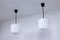 Lámparas colgantes suecas de metal negro y vidrio opalino blanco mate, años 50. Juego de 2, Imagen 3