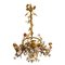 French Louis XV 6-Arm Candleholder Chandelier with Porcelain Flowers, 1880s, Image 1