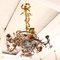 French Louis XV 6-Arm Candleholder Chandelier with Porcelain Flowers, 1880s, Image 8