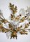 Wandleuchte aus Schmiedeeisen mit Blattgold-Dekor und Kristallblumen 7