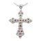 Collier Pendentif Croix en Or Rose et Argent, 1970s 1