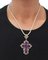 Collar con colgante de cruz de amatista, topacio, oro rosa y plata, años 60, Imagen 6
