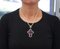 Collana con croce in ametista, topazio, diamanti, oro rosa e argento, anni '60, Immagine 5