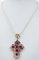 Collana con croce in ametista, topazio, diamanti, oro rosa e argento, anni '60, Immagine 4