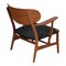 Silla CH-22 de nogal con asiento de cuero trenzado negro de Hans J Wegner, Imagen 5