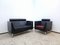 Black Leather Living Room Set by Ettore Sottsass for Knoll Inc. / Knoll International, Set of 2 12