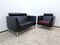 Black Leather Living Room Set by Ettore Sottsass for Knoll Inc. / Knoll International, Set of 2 1