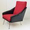 Mid-Century French Lounge Chair in Skaï & Wool, 1950s, Image 1
