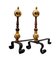Midentury Chimney Morillos in Wrought Iron, Golden Bronze and Copper, 1970s, Set of 2, Image 1