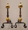 Midentury Chimney Morillos in Wrought Iron, Golden Bronze and Copper, 1970s, Set of 2, Image 4