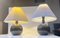 Lampes de Bureau Sphériques Scandinaves en Céramique Vernie Marron de Søholm, 1970s, Set de 2 2