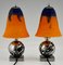 Lampade da tavolo Art Déco in vischio o Boule De Gui di Edgar Brandt per Daum, 1925, set di 2, Immagine 3