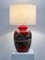Lámpara de mesa Mid-Century moderna de cerámica en rojo y negro, años 60, Imagen 3