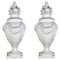 Large Italian White Ceramic Urn Vases, Set of 2 1