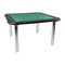 Italian Modern Game Table in Green Fabric and Black Leather with Chromed Steel Legs, 1970s 1