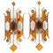 Sconces in Wrought Iron & Hammered Glass attributed to Longobard, Italy, 1970s, Set of 2 1