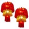 Italian Red and Gold Chandeliers by Valentina Planta, Murano, Set of 2 1