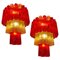 Lámparas de araña italianas en rojo y dorado de Valentina Planta, Murano. Juego de 2, Imagen 1
