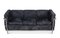 LC2 3-Seater Childrens Sofa in Black Brushed Velvet with Tubular Chrome Frame, Image 1