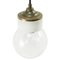 White Porcelain Clear Textured Glass Vintage Industrial Brass Pendant Lights, Image 2
