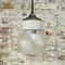White Porcelain Clear Textured Glass Vintage Industrial Brass Pendant Lights, Image 6