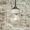 White Porcelain Clear Textured Glass Vintage Industrial Brass Pendant Lights, Image 5