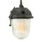 Vintage Industrial Pendant Light in Grey and Clear Striped Glass, Image 2