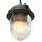 Vintage Industrial Pendant Light in Grey and Clear Striped Glass, Image 4