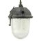 Vintage Industrial Pendant Light in Grey and Clear Striped Glass 1