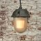 Vintage Industrial Pendant Light in Grey and Clear Striped Glass 5