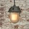 Vintage Industrial Pendant Light in Grey and Clear Striped Glass, Image 5