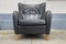 Danish Wingback Armchair in Black Leather in the style of Mogens Lassen 1