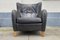 Danish Wingback Armchair in Black Leather in the style of Mogens Lassen, Image 1