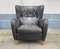 Danish Wingback Armchair in Black Leather in the style of Mogens Lassen, Image 3