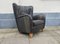 Danish Wingback Armchair in Black Leather in the style of Mogens Lassen 11